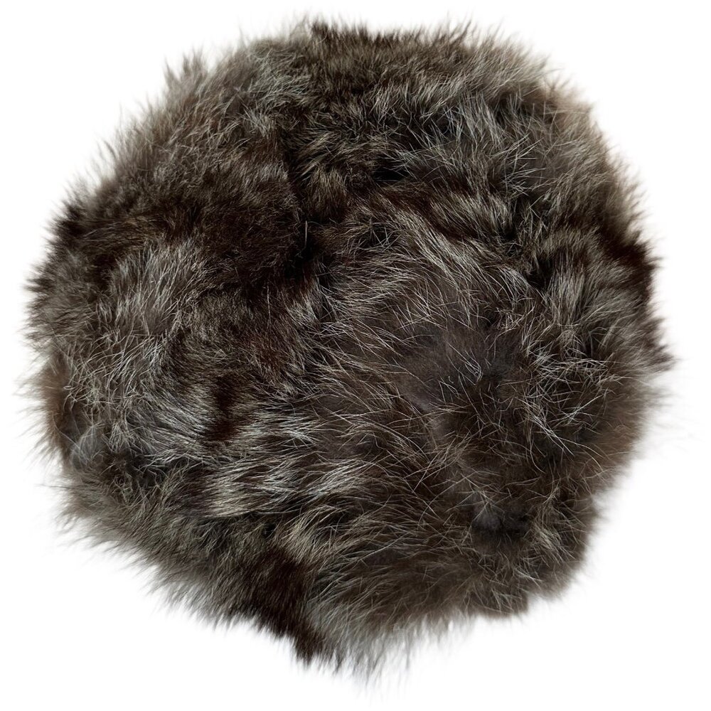 Genuine Raccoon Fur Accent Pillow – Modern Round Luxe Home Decor Black - Picture 4 of 8